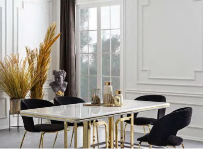 Dining room Suite Dining table 4x Chairs Stainless steel elements Modern Furniture